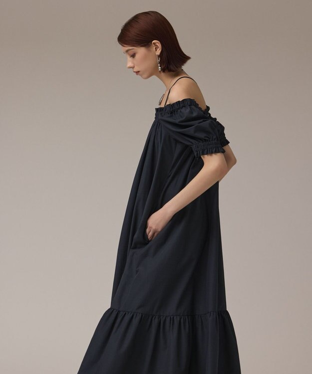 GRACE CONTINENTAL ギャザーロングワンピース ネイビー