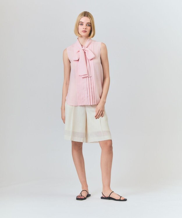 GRACE CONTINENTAL リネンライクボウタイノースリーブ ピンク