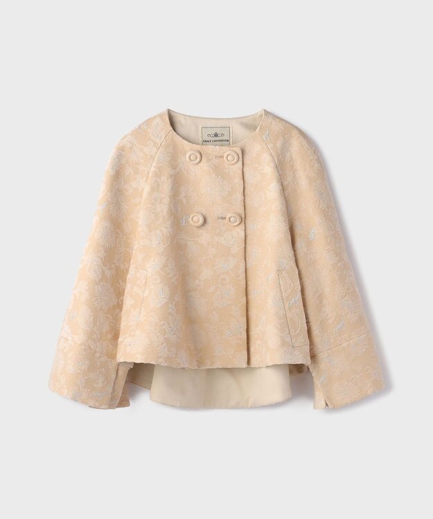 GRACE CONTINENTAL サラサジャガードケープジャケット ベージュ