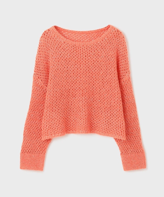 GRACE CONTINENTAL スパンメッシュニットトップ オレンジ