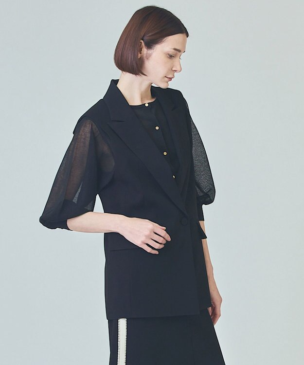 GRACE CONTINENTAL トリアセテーラードジレ ブラック