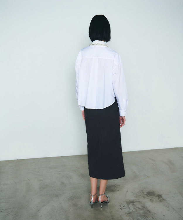 GRACE CONTINENTAL ビジューカラーシャツ ホワイト