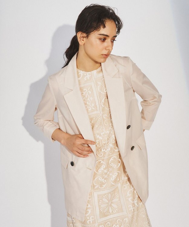 GRACE CONTINENTAL シアーダブルブレストジャケット ベージュ