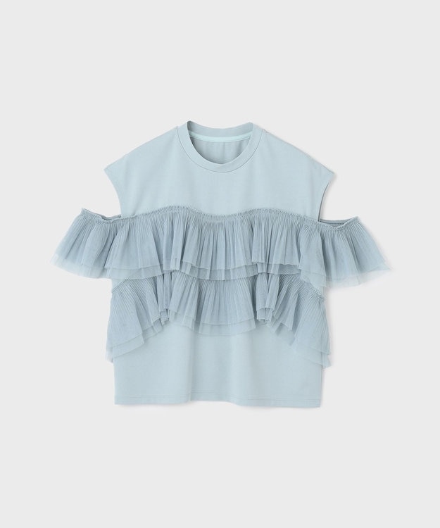 GRACE CONTINENTAL プリーツチュールカットトップ ブルー