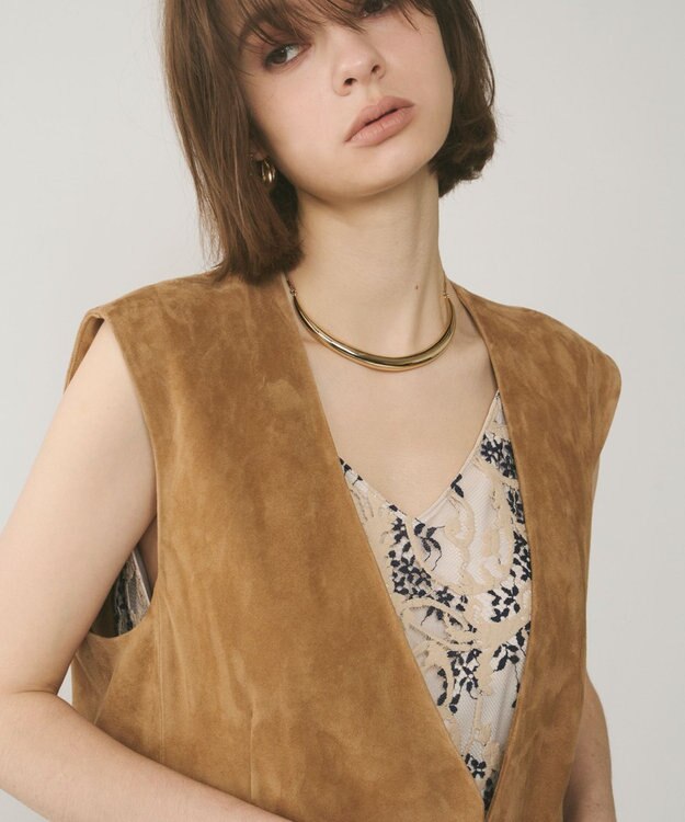 GRACE CONTINENTAL ルーズスエードジレジャケット キャメル