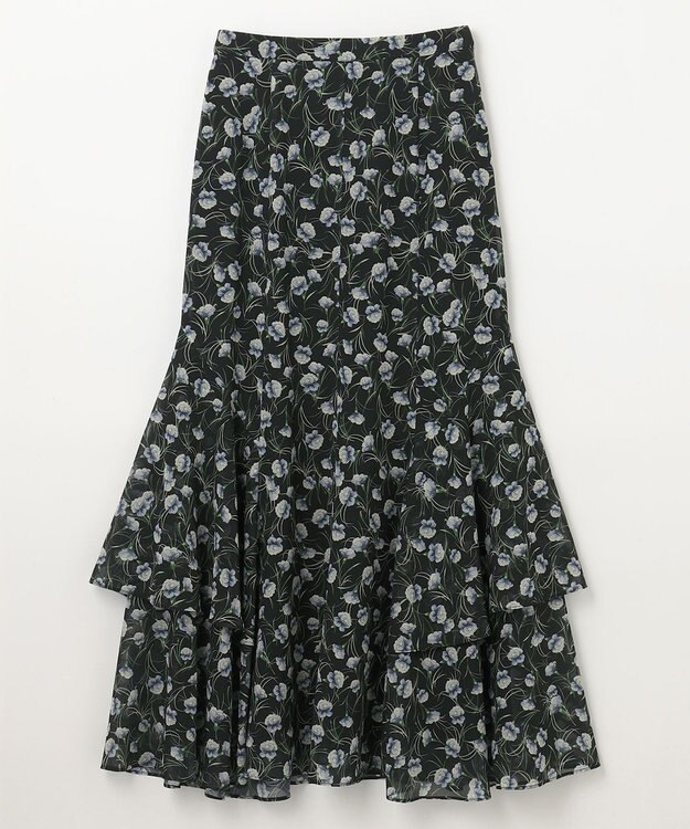 GRACE CONTINENTAL スモールフラワーマーメイドスカート ブラック