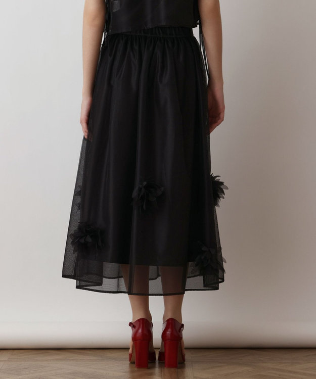 GRACE CONTINENTAL メッシュフラワースカート ブラック
