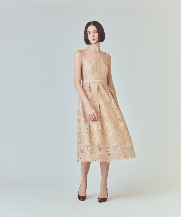 GRACE CONTINENTAL リバーレースドレス ベージュ