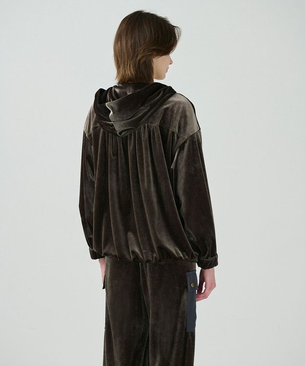 GRACE CONTINENTAL トリアセベロアフーディー カーキ