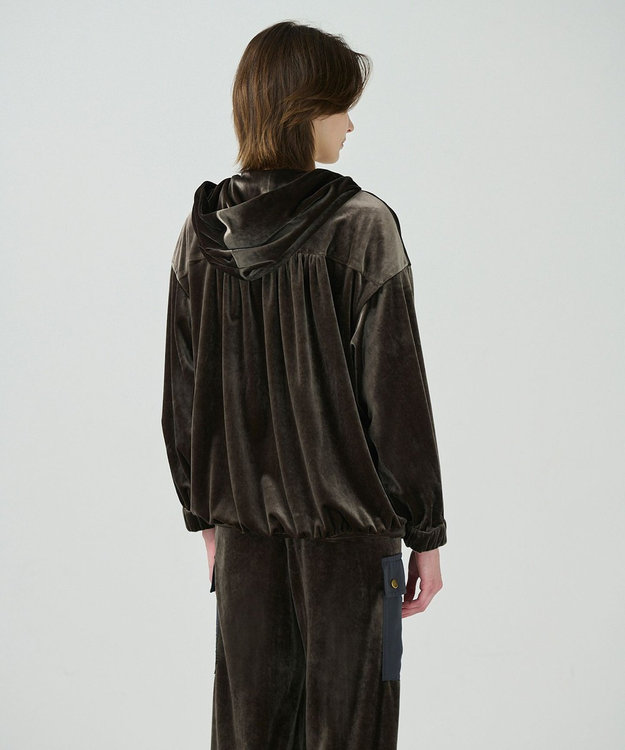 GRACE CONTINENTAL トリアセベロアフーディー カーキ