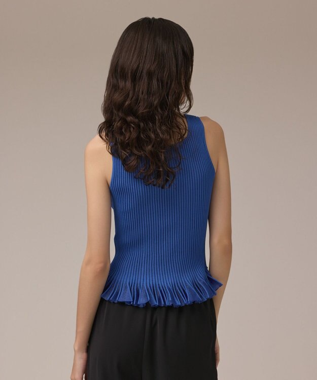 GRACE CONTINENTAL シアーフリルニットトップ ブルー