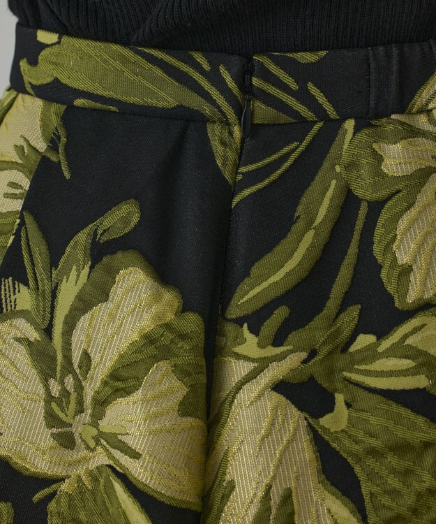 GRACE CONTINENTAL ラメフラワージャガードスカート イエロー