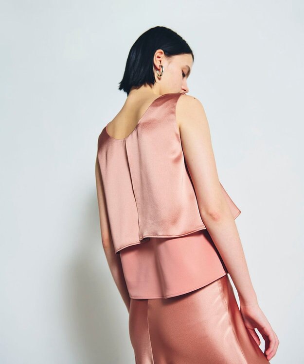 GRACE CONTINENTAL バックコンシャスサテンノースリーブ オレンジ