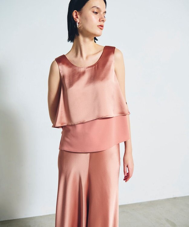 GRACE CONTINENTAL バックコンシャスサテンノースリーブ オレンジ