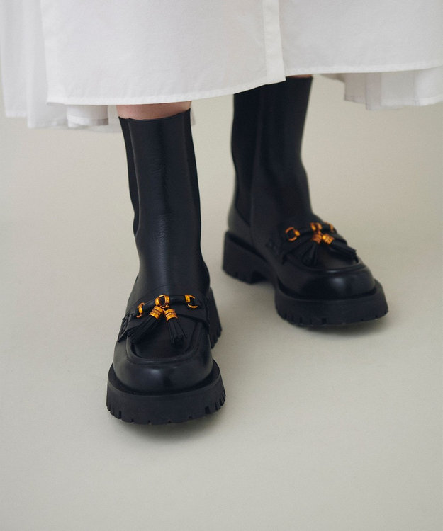 ANGELO BERVICATO黒レザーバックルブーツ ANGELO BERVICATO黒レザーバックルブーツ