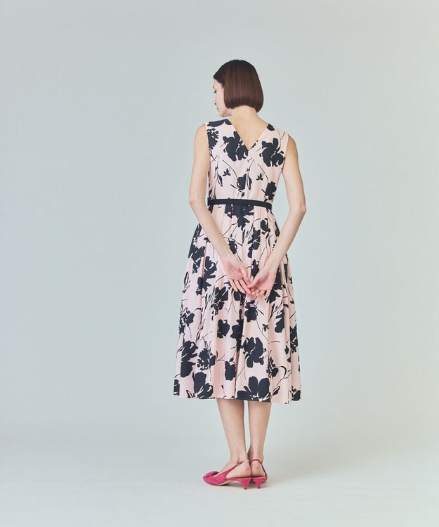 GRACE CONTINENTAL バイカラーボタニカルドレス ピンク
