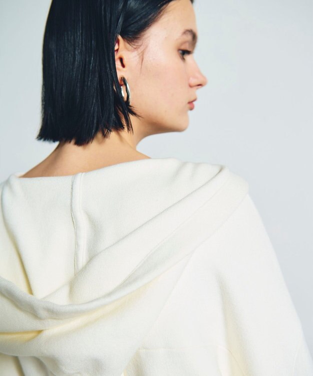 GRACE CONTINENTAL ロゴ刺繍ニットパーカー ホワイト