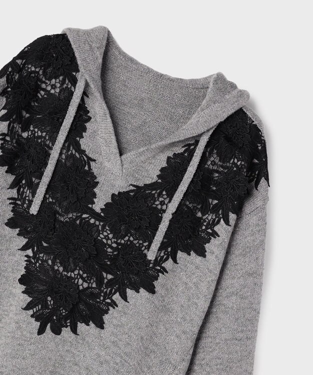 GRACE CONTINENTAL ケミカルレースニットワンピース グレー