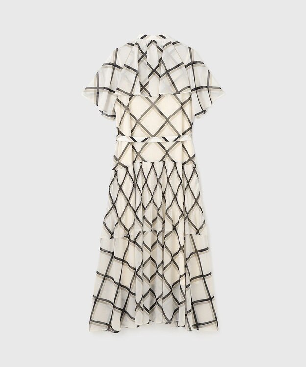 GRACE CONTINENTAL チェックプリントプリーツワンピース ベージュ