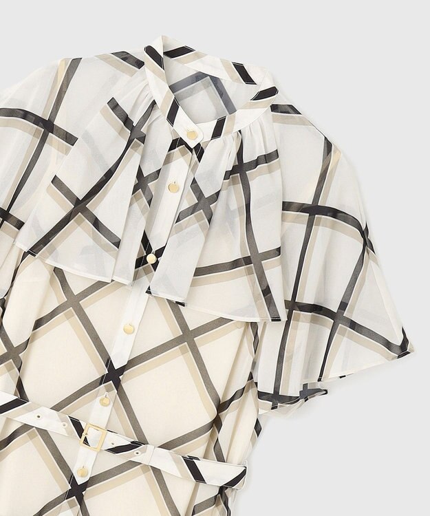 GRACE CONTINENTAL チェックプリントプリーツワンピース ベージュ