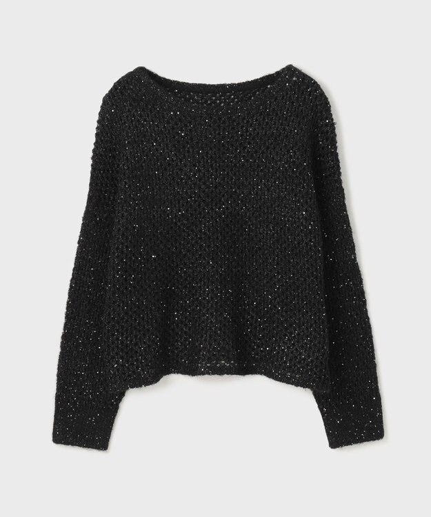 GRACE CONTINENTAL スパンメッシュニットトップ ブラック