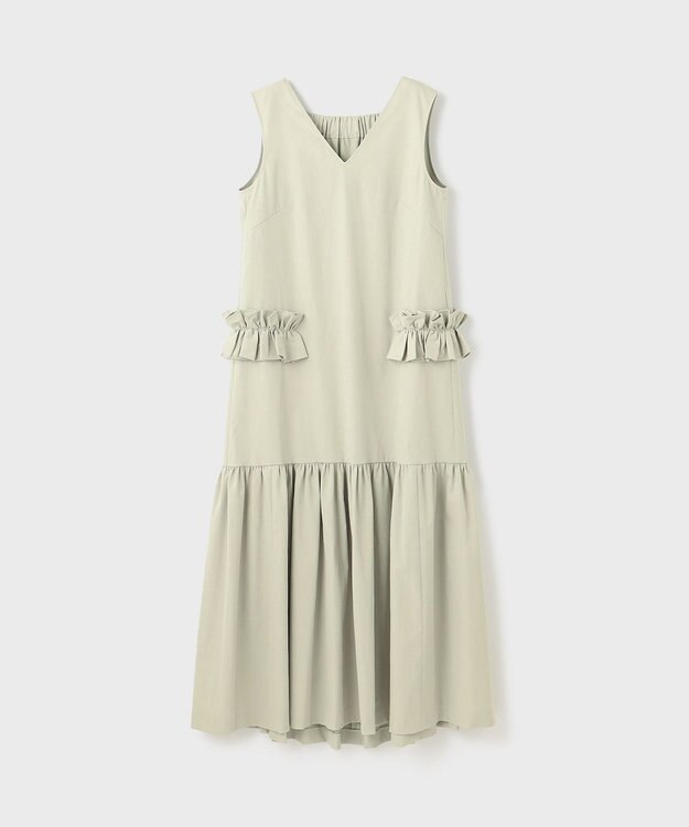 GRACE CONTINENTAL サイドフリルタフタワンピース ライトグリーン