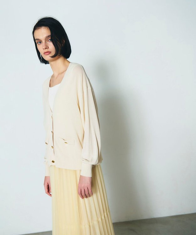 GRACE CONTINENTAL ルーズVネックニットカーディガン キナリ
