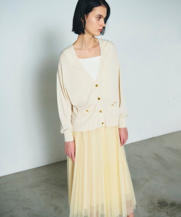 GRACE CONTINENTAL ルーズVネックニットカーディガン キナリ