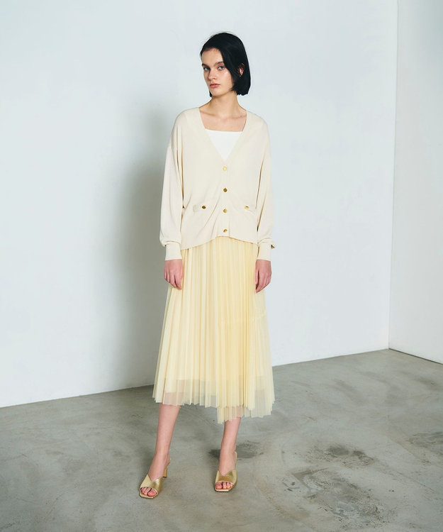 GRACE CONTINENTAL ルーズVネックニットカーディガン キナリ