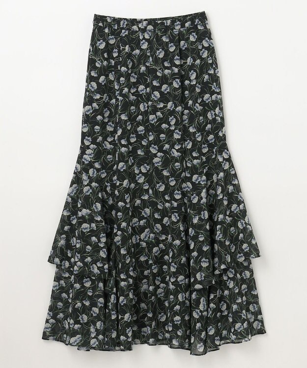 GRACE CONTINENTAL スモールフラワーマーメイドスカート ブラック