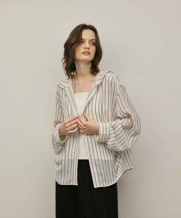 GRACE CONTINENTAL フードシャツ ストライプ