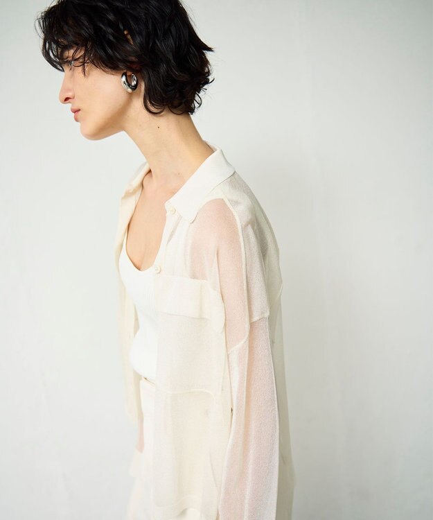 GRACE CONTINENTAL ニットシアーシャツ キナリ