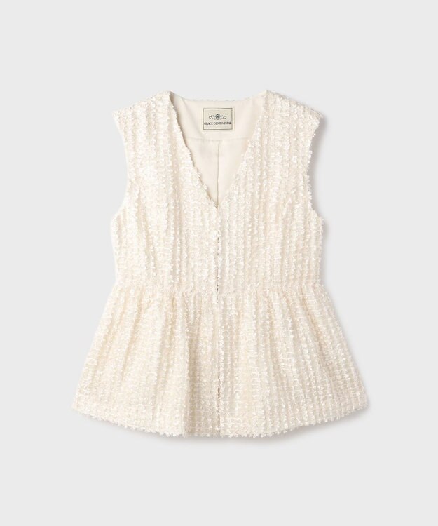 GRACE CONTINENTAL カットジャガードペプラムジレ キナリ