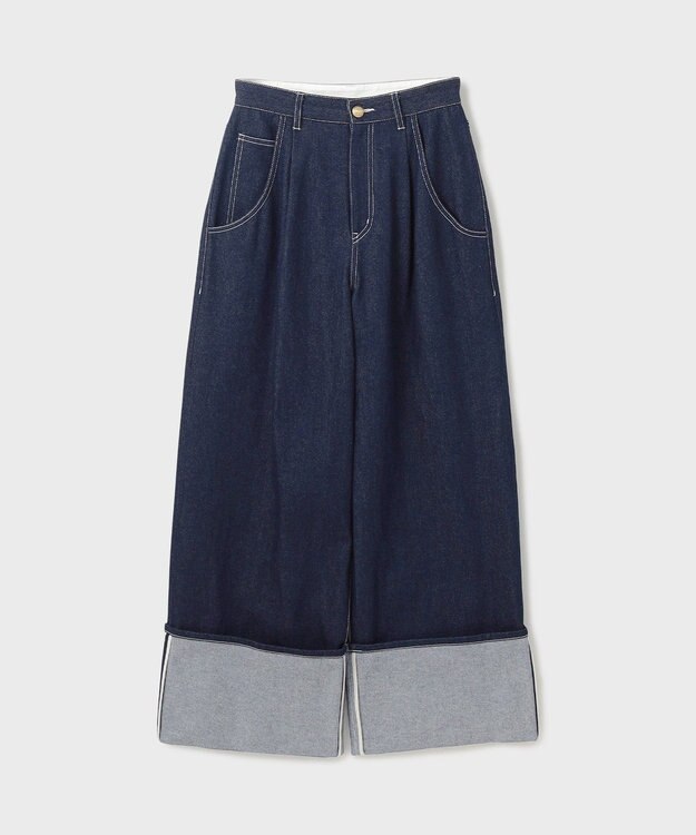 GRACE CONTINENTAL ロールアップワイドパンツ インディゴ