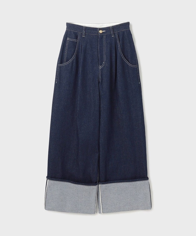 GRACE CONTINENTAL ロールアップワイドパンツ インディゴ