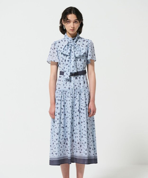 GRACE CONTINENTAL ハートレオパードプリントワンピース ブルー