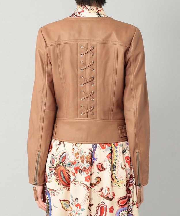 GRACE CONTINENTAL レースアップライダースジャケット ブラウン