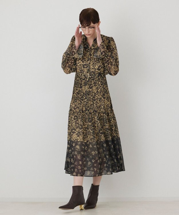 GRACE CONTINENTAL アーバンボタニカルワンピース ブラウン