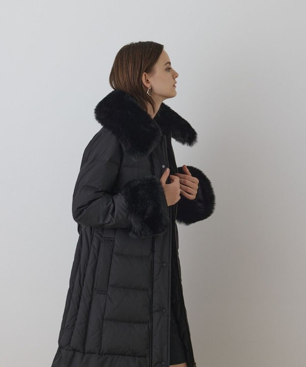 GRACE CONTINENTAL ファーカラーロングダウン ブラック