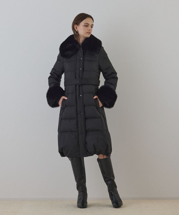 GRACE CONTINENTAL ファーカラーロングダウン ブラック