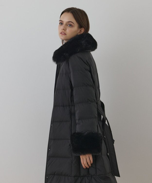 GRACE CONTINENTAL ファーカラーロングダウン ブラック