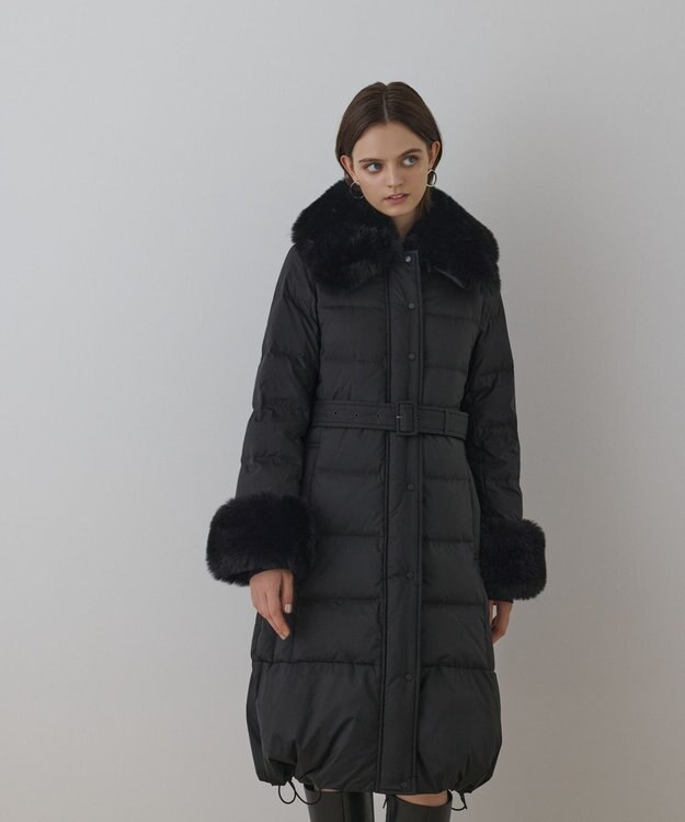 GRACE CONTINENTAL ファーカラーロングダウン ブラック