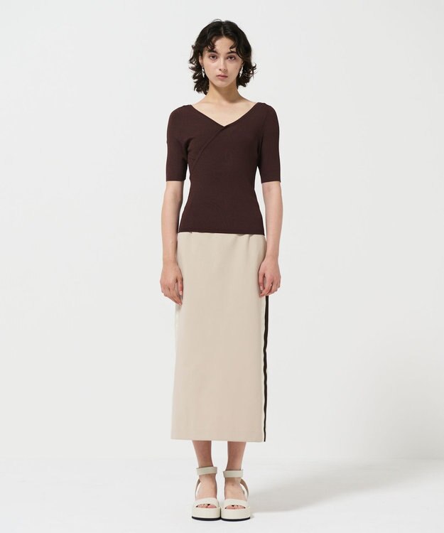 GRACE CONTINENTAL サイドラインジャージスカート ベージュ