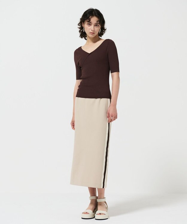 GRACE CONTINENTAL サイドラインジャージスカート ベージュ