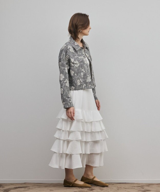 GRACE CONTINENTAL ボタニカルジャガードジャケット チャコール