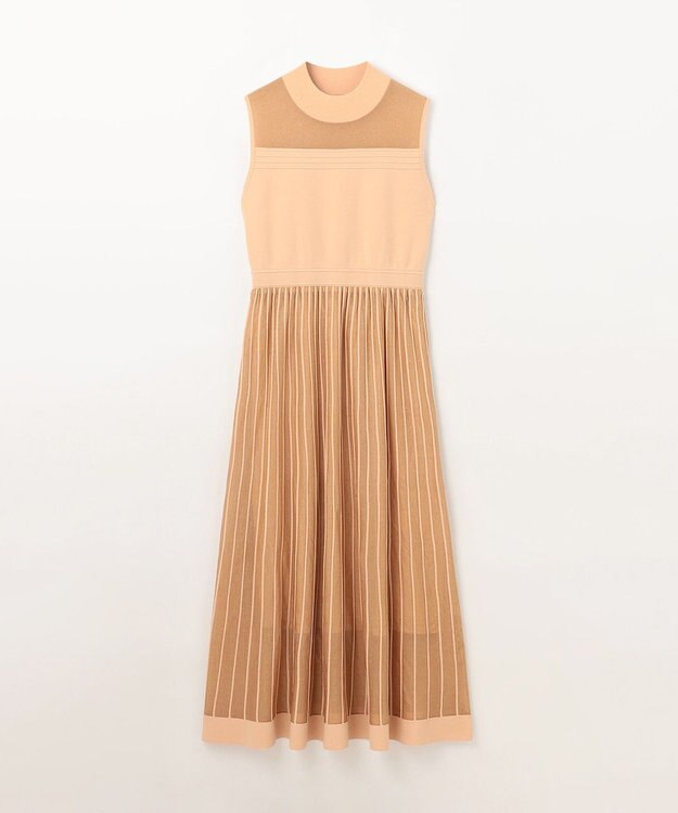 GRACE CONTINENTAL ラメシアープリーツニットワンピース オレンジ