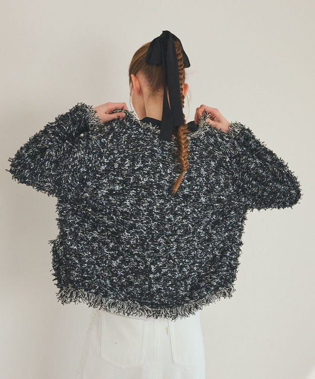 GRACE CONTINENTAL ツイーディーニットジャケット ブラック