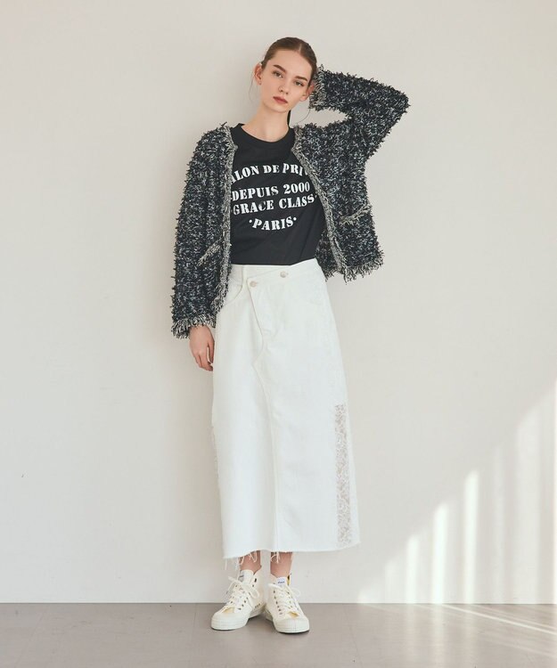 GRACE CONTINENTAL ツイーディーニットジャケット ブラック