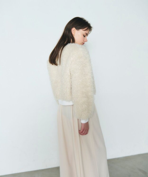 GRACE CONTINENTAL フェイクファーニットカーディガン ホワイト