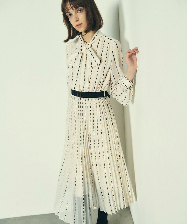 23aw GRACE CONTINENTAL マルチストライププリーツワンピース マルチ畦編ワンピース / GRACE CONTINENTAL | GRACE CONTINENTAL